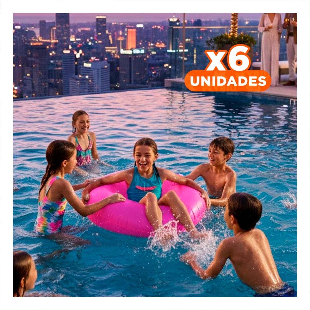 Pack6 Inflable Flotante Neon 91 cm Comodo y Seguro Rosado Neon para Niños Y+Regalo Sticker