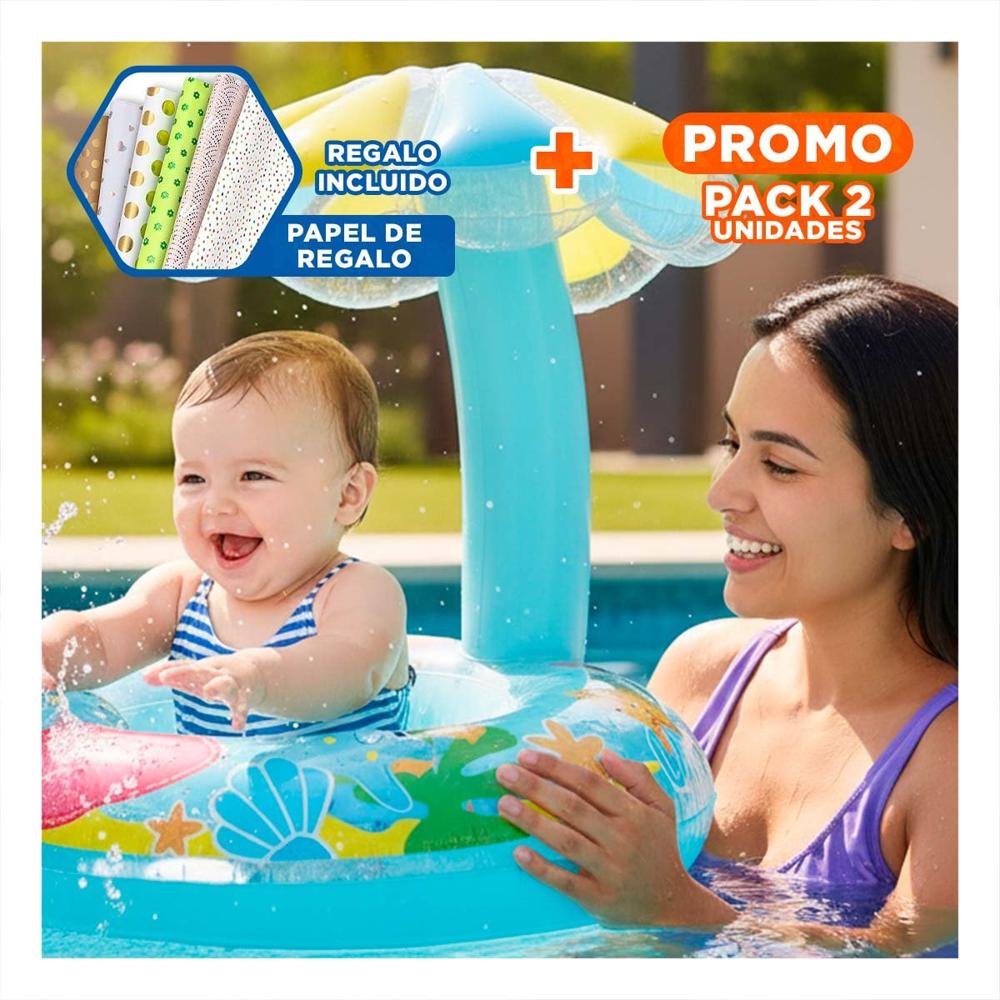 Pack2 Flotador de Flor Celeste Acuatico y Ligero para Juegos en Piscina Y+Papel Regalo