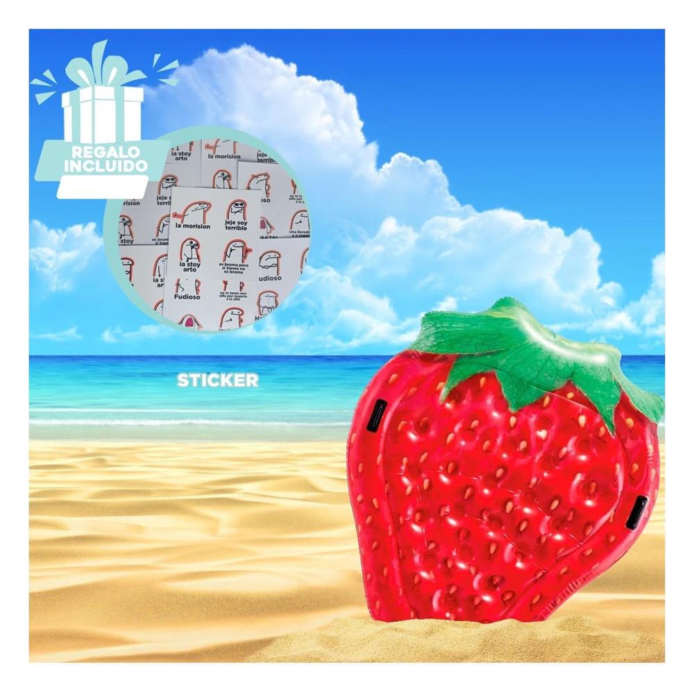 Colchoneta Divertida Isla De Fresas 137 x 132 cm para Niños en Piscina Y+Regalo Sticker