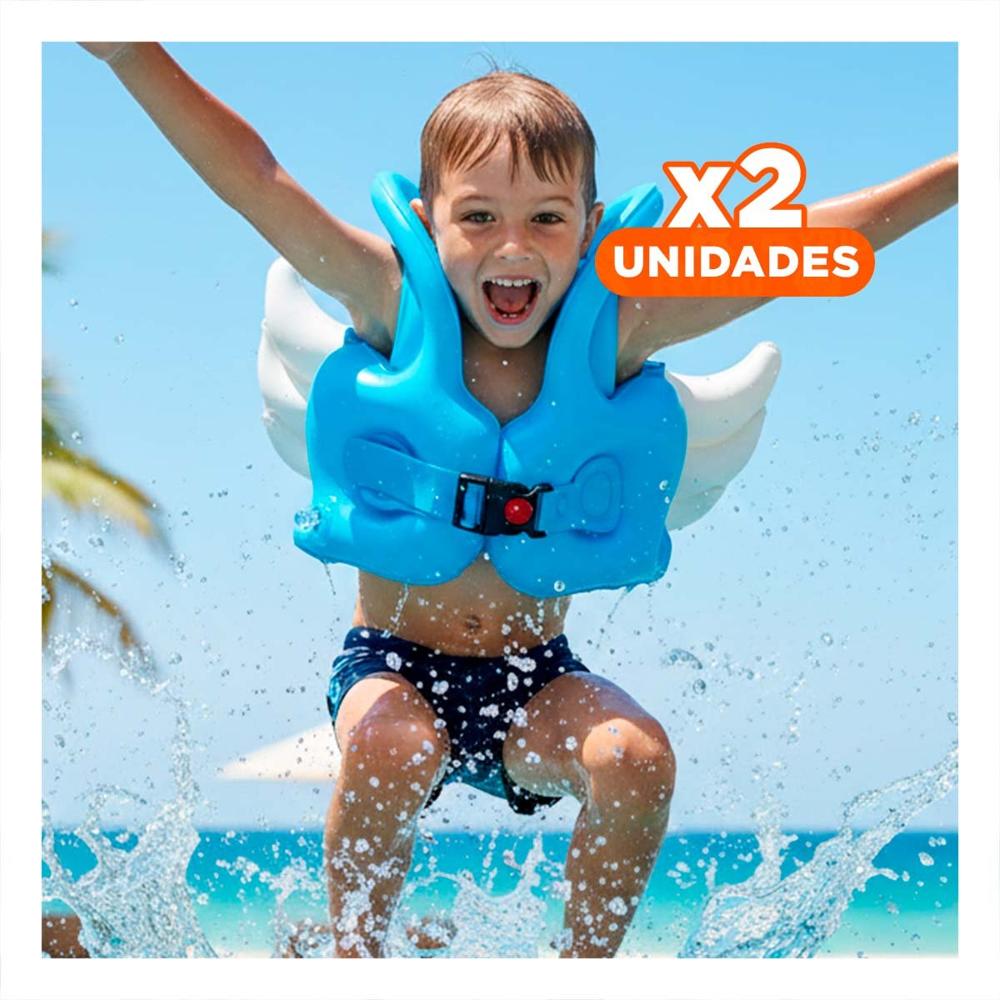 Pack2 Flotador con Alas Azul Claro Facil de Usar y Seguro para Niños Y+Regalo Sticker