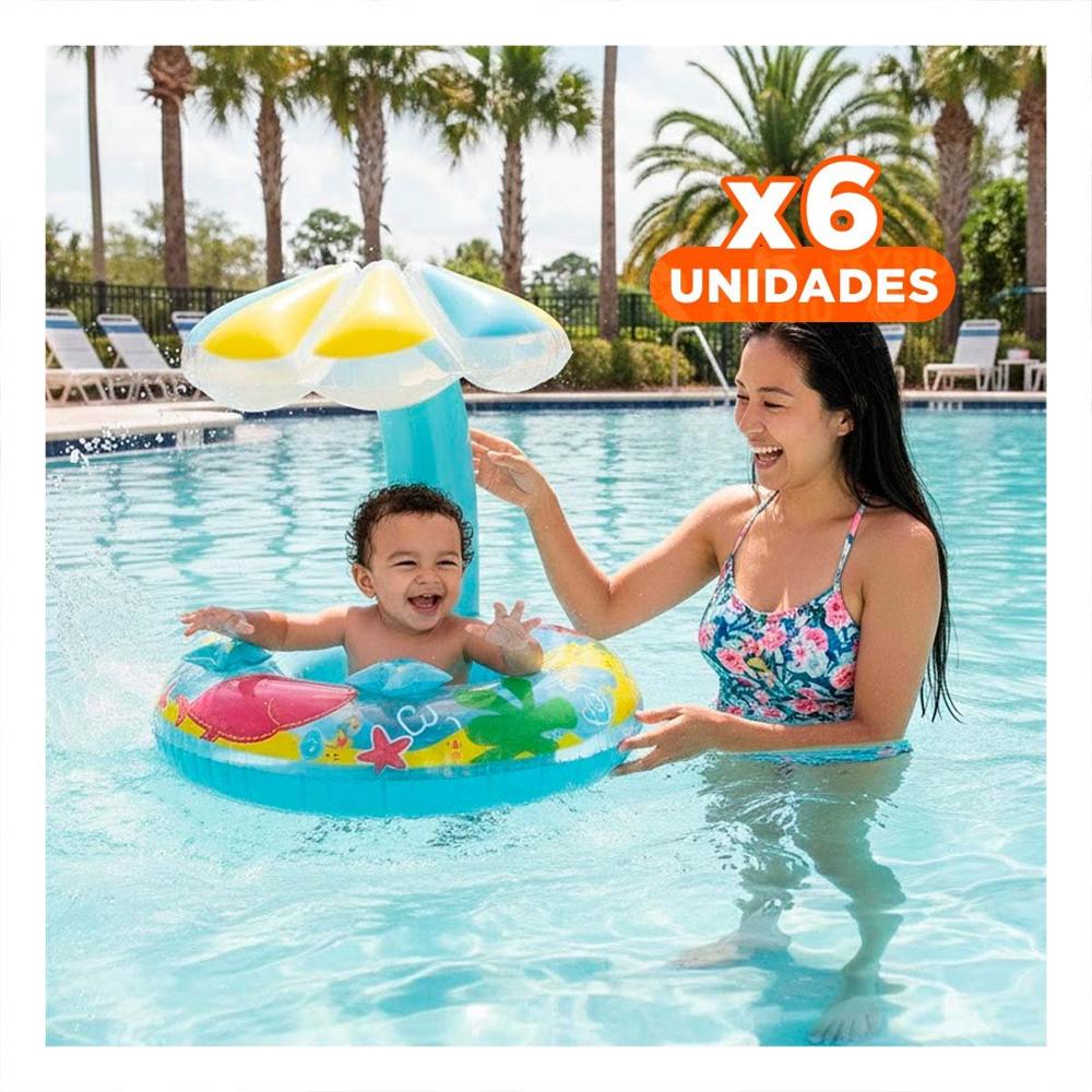 Pack6 Flotante Flor Celeste Divertido y Resistente para Piscina Y+Regalo Sticker