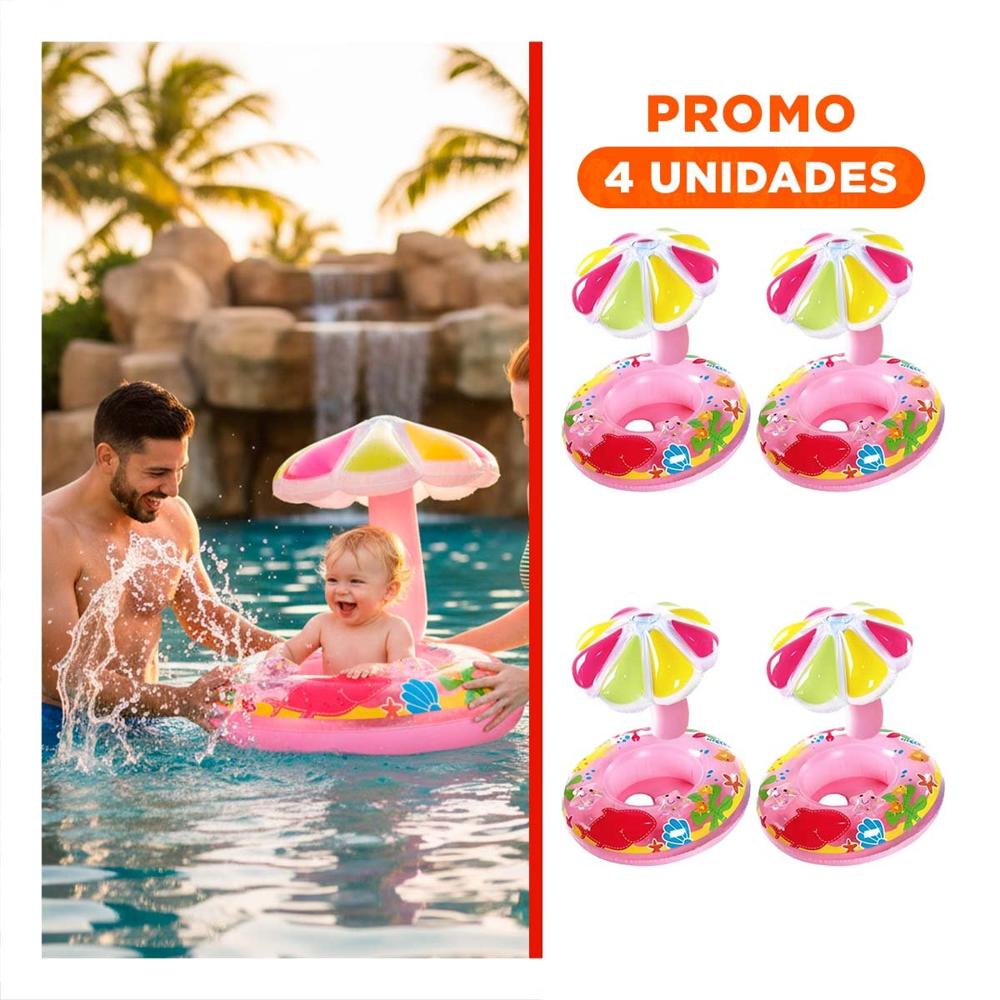 Pack4 Flotante de Flor Rosado Divertido y Seguro para Piscina Infantil Y+Regalo Sticker