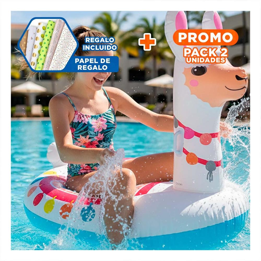 Pack2 Salvavidas Flotante Llama 94 x 135 x 112 cm Comodo para Piscina Y+Papel Regalo