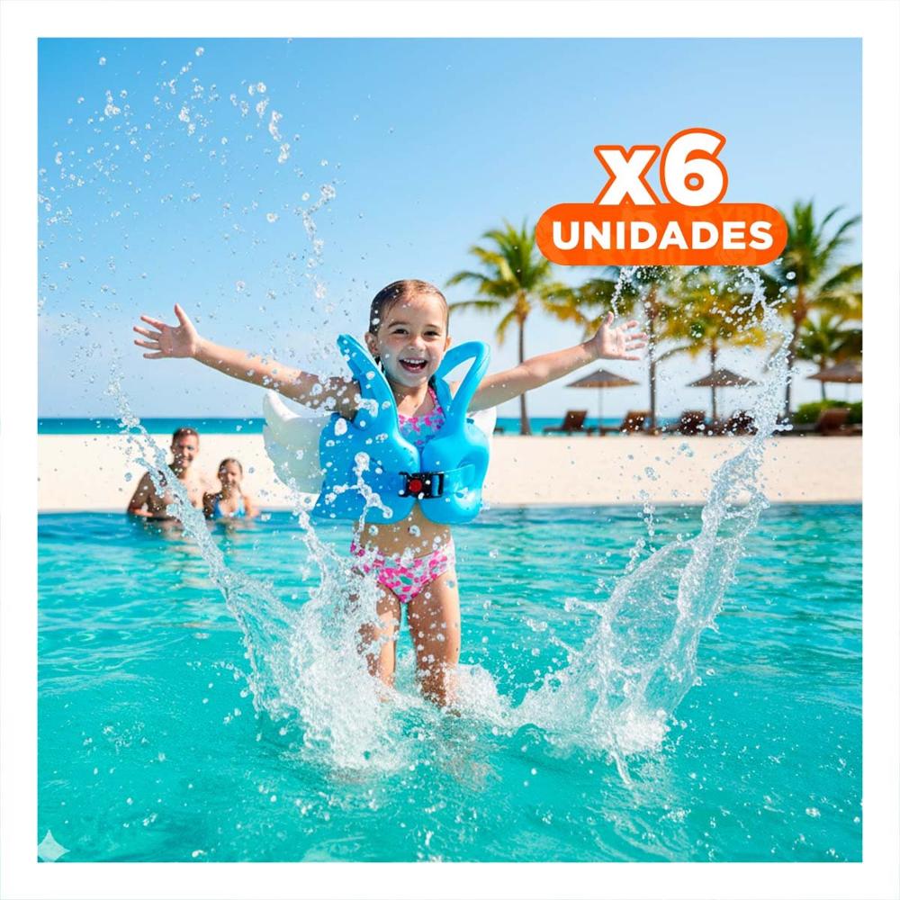 Pack6 Juguete con Alas Azul Claro Colorido y Seguro para Juegos en Piscina Y+Regalo Sticker