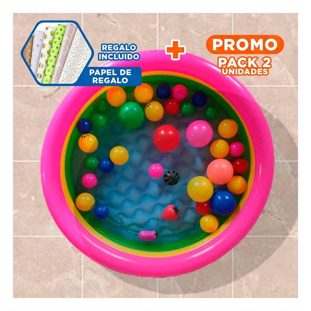 Pack2 Piscina Arcoiris Inflable Infantil 86 x 25 cm para Ninos Pequenos Y+Papel Regalo