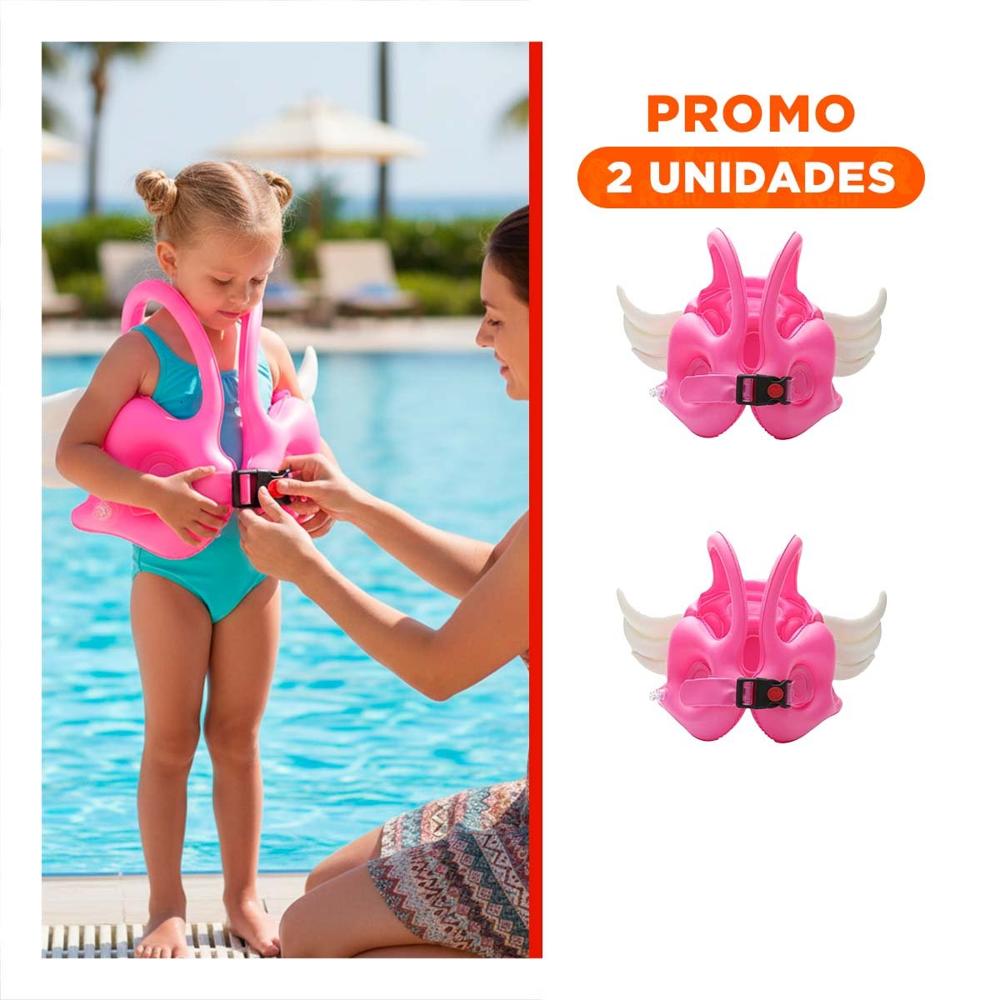 Pack2 Flotador con Alas Rosado Ludico y Resistente para Niños en Piscina