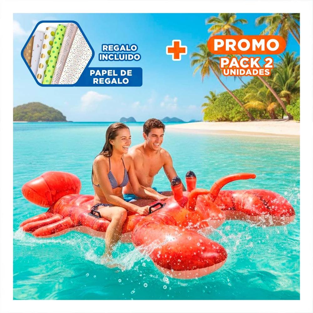 Pack2 Flotante Acuatico Langosta 213 x 137 cm Comodo para Juegos Y+Papel Regalo