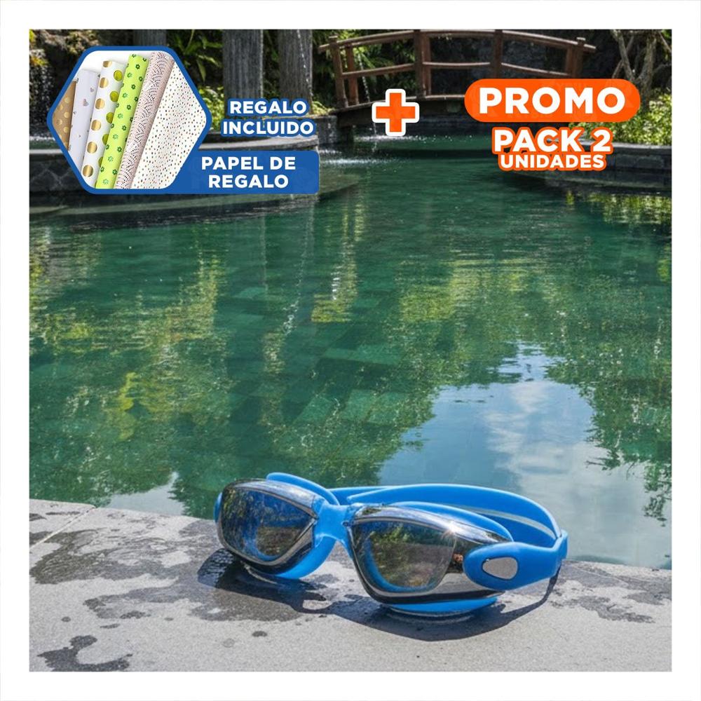 Pack2 Gafa para Natacion Azul con Estuche 23,7 x 3,8 x 14,4 cm y Ajuste Comodo Y+Papel Regalo