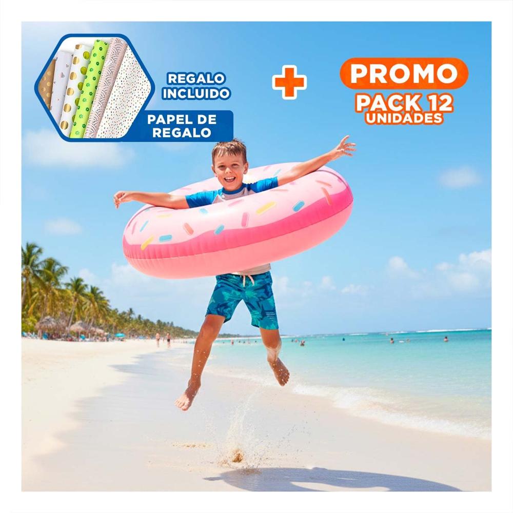 Pack12 Salvavidas Donal Pink 107 cm Seguro y Comodo para Piscina Infantil Y+Papel Regalo