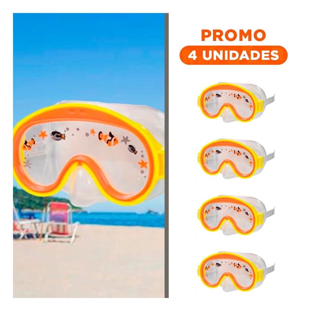 Pack4 Gafas para Buceo Aviador Anaranjado con Ajuste Seguro Y+Regalo Sticker