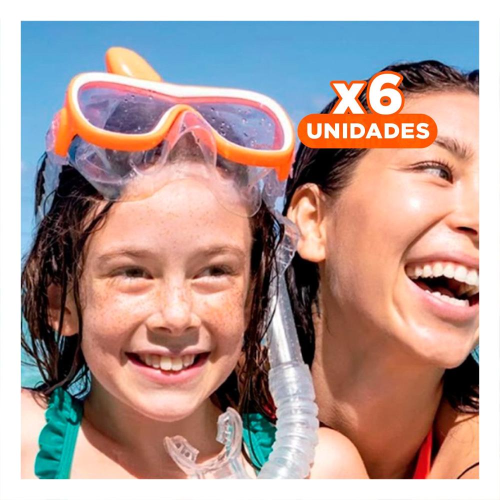 Pack6 Lentes de Buceo Ajustable Anaranjado con Vision Nitida y Uso Seguro Y+Regalo Sticker