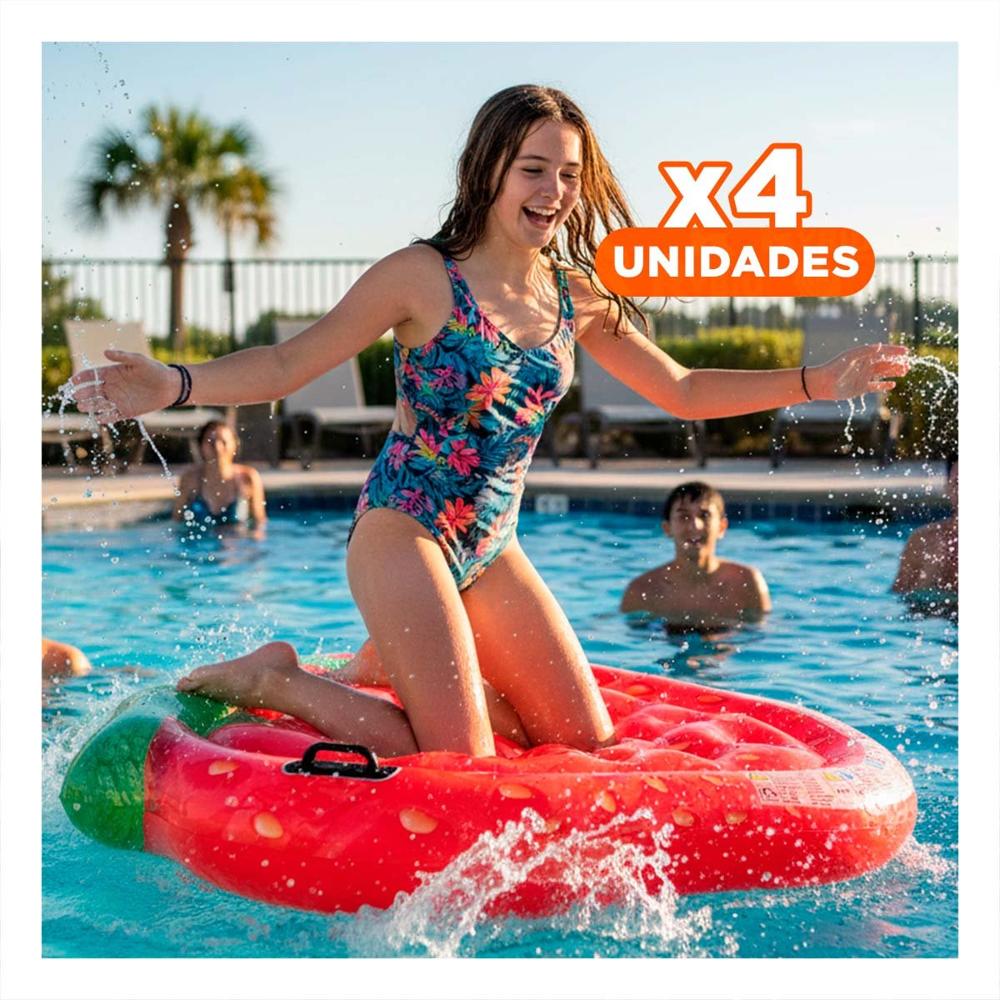 Pack4 Flotante Grande Isla De Fresas 137 x 132 cm Divertido para Piscina