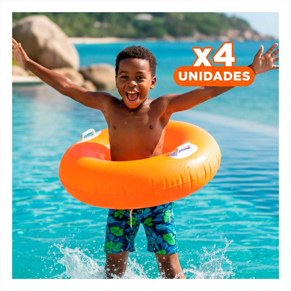 Pack4 Flotador con Asa Anaranjado 76 cm Divertido y Ludico para Piscina Infantil
