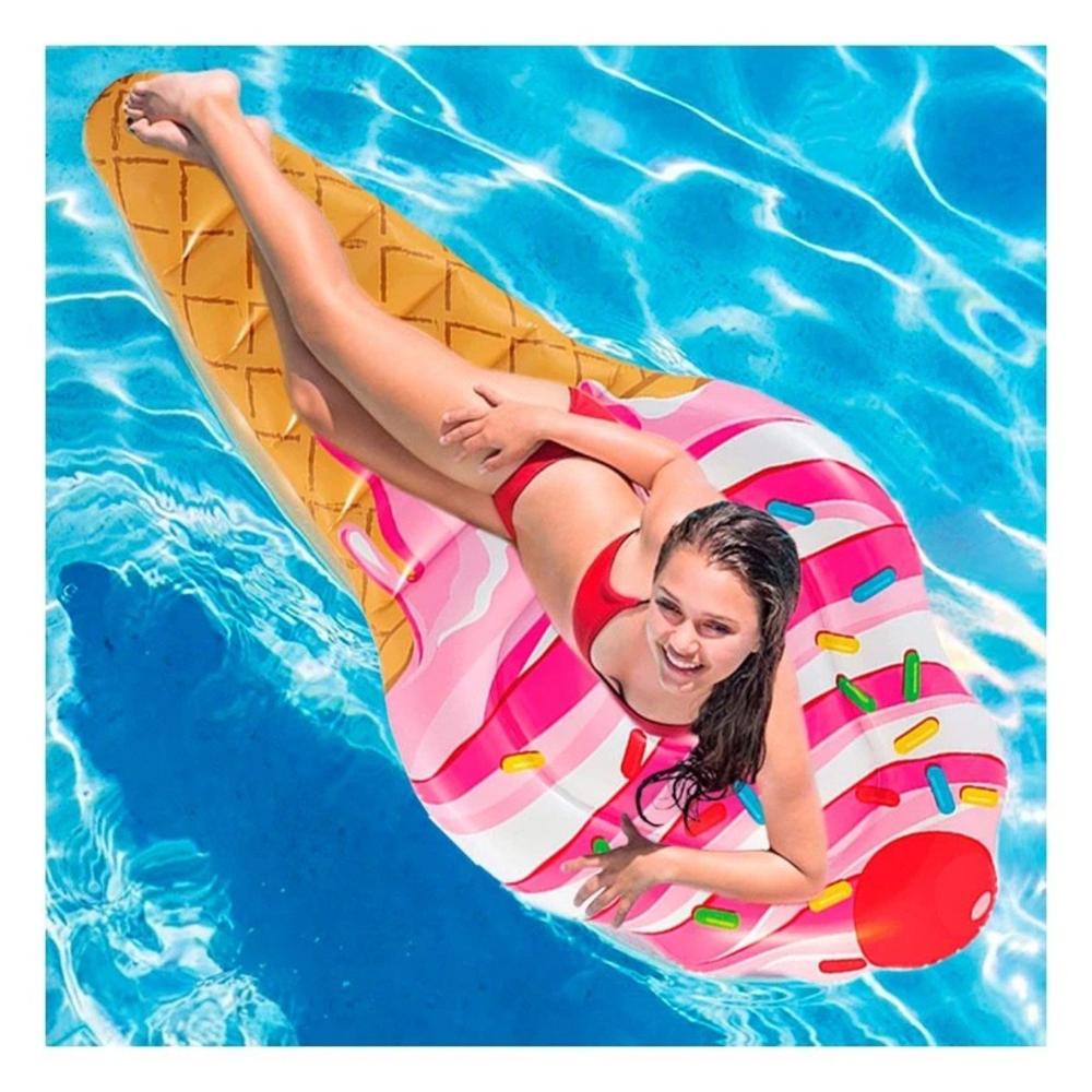 Colchoneta en Forma de Helado 107 x 224 cm Inflable para Piscina