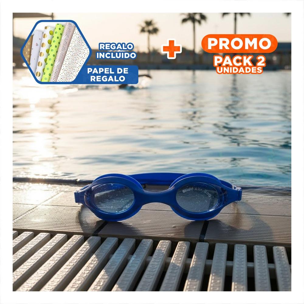 Pack2 Gafas de Natacion Unisex Color Azul con Vision Clara para Piscina Y+Papel Regalo