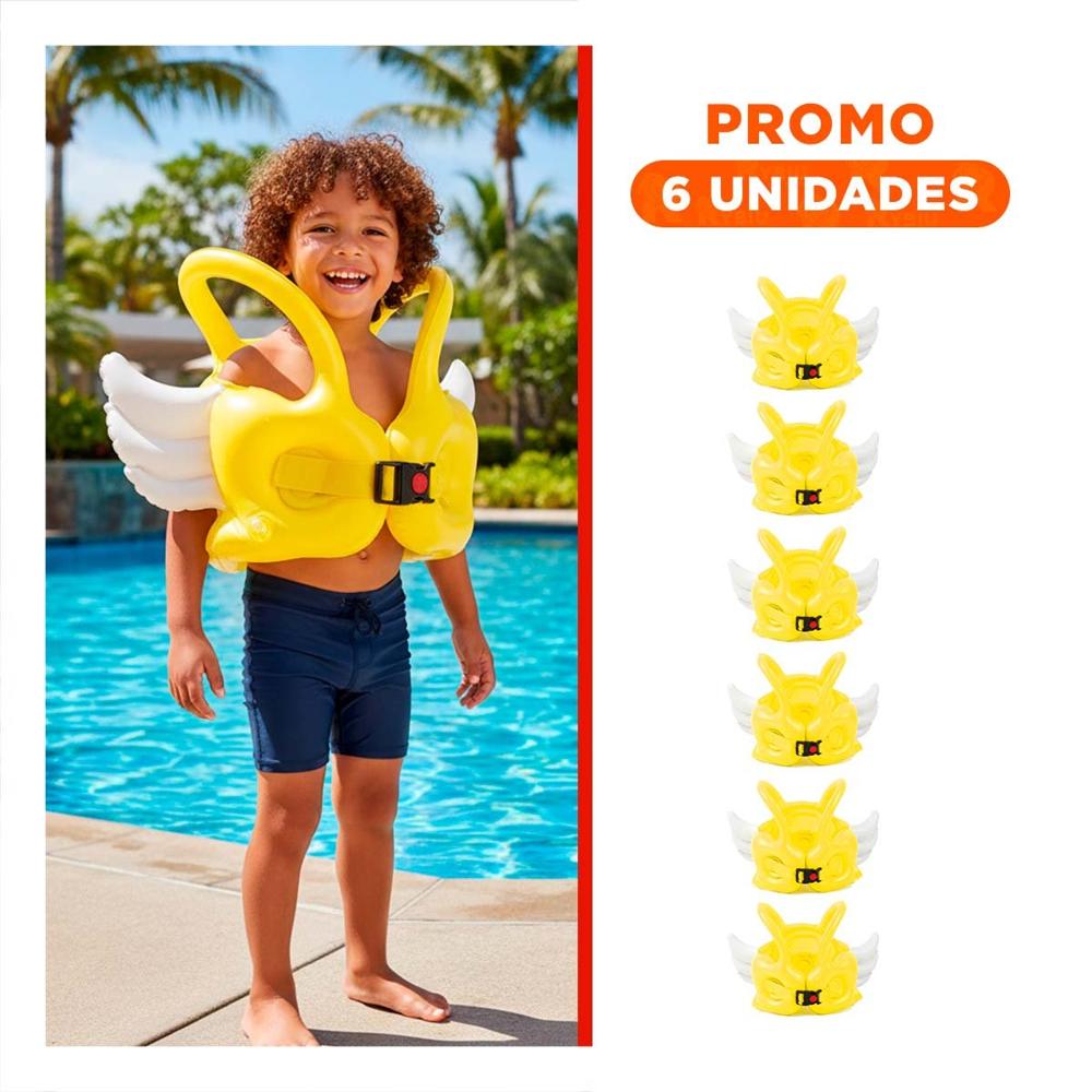 Pack6 Flotador con Alas Amarillo Acuatico y Colorido para Piscina y Juegos
