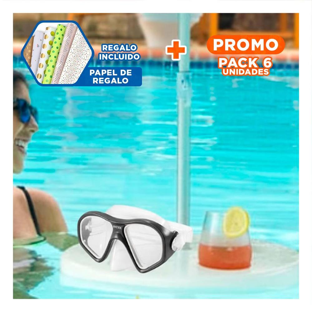 Pack6 Lentes de Buceo Deportivo Negro con Correa Ajustable y Vision Nitida Y+Papel Regalo