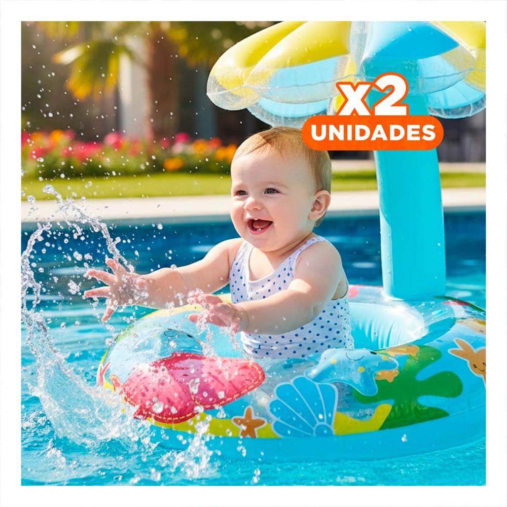 Pack2 Flotador de Flor Celeste Comodo y Ligero para Niños Y+Regalo Sticker