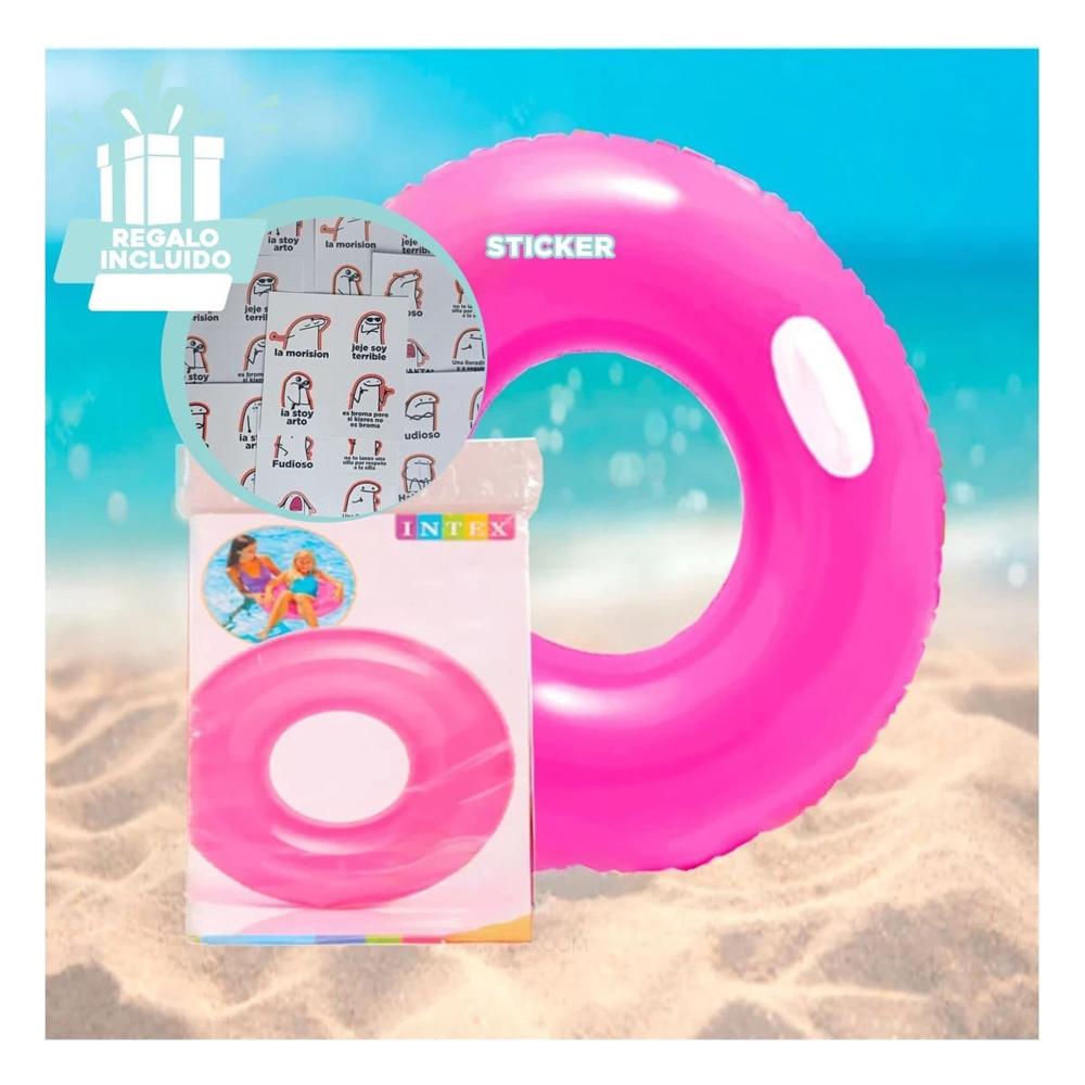 Inflable con Asa Fucsia 76 cm Acuatico y Colorido para Niños en Piscina Y+Regalo Sticker