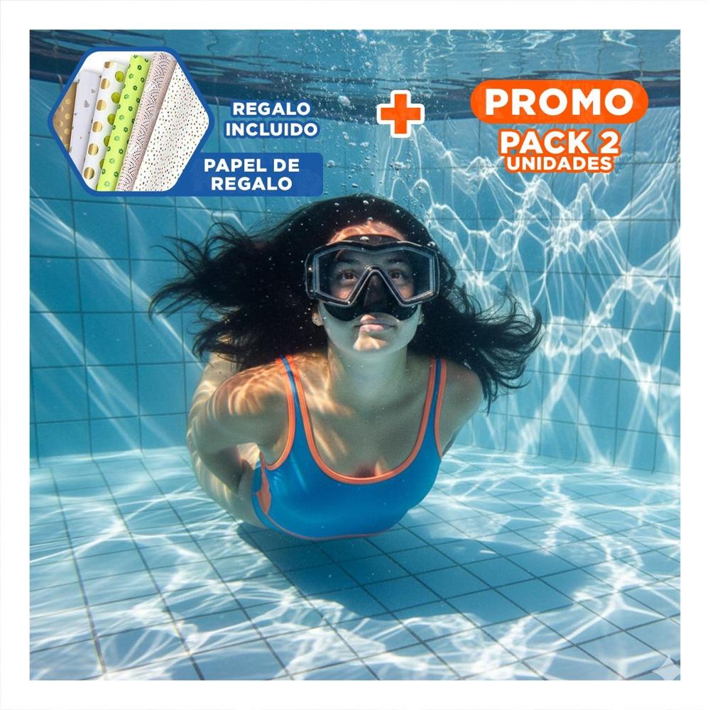 Pack2 Anteojo Natacion Negro con Correa Ajustable y 180 Grados Y+Papel Regalo