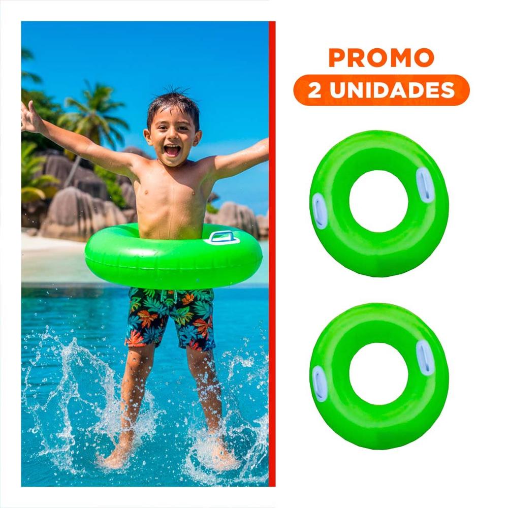 Pack2 Flotador con Asa Verde 76 cm Ludico y Resistente para Niños en Piscina