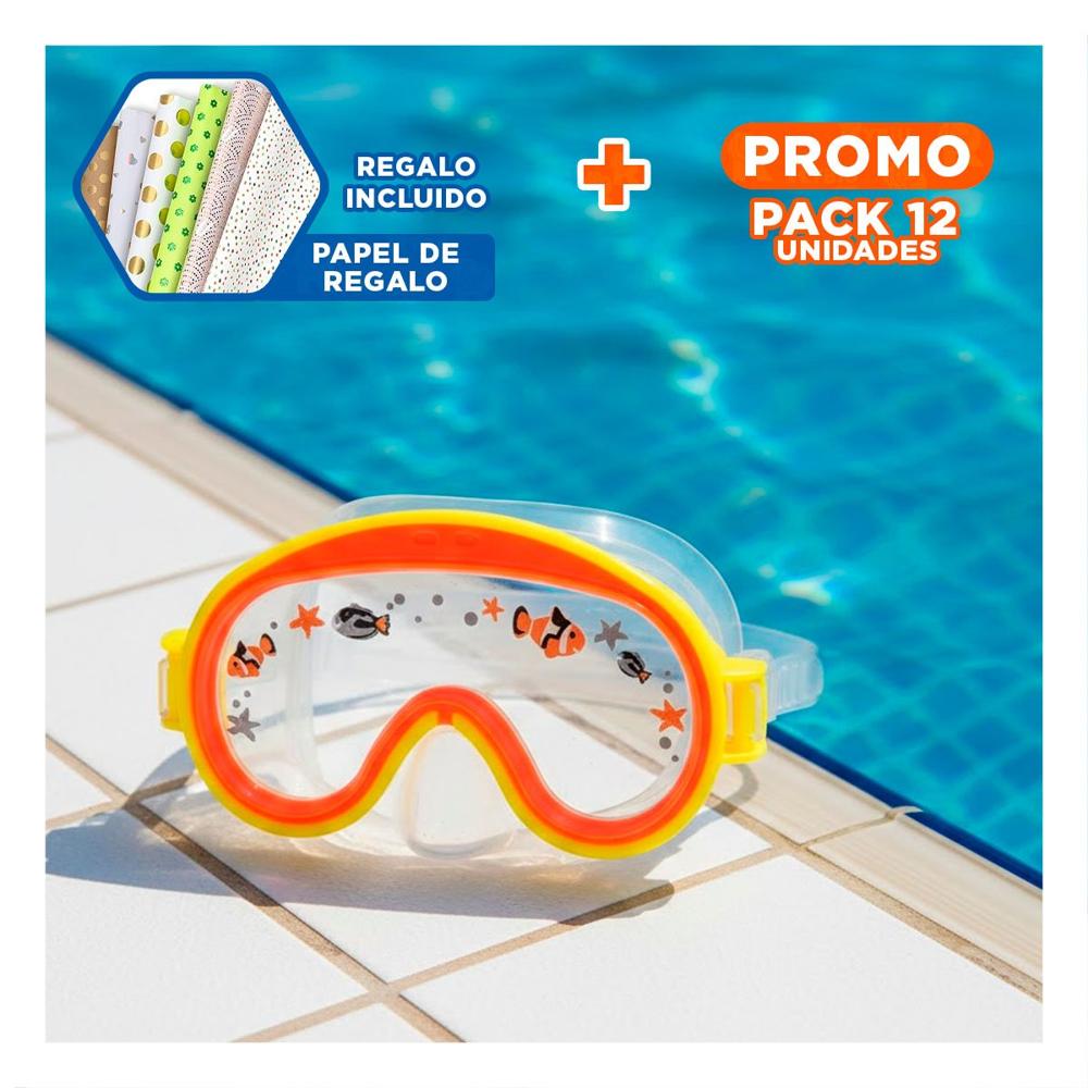Pack12 Visores para Buceo Aviador Anaranjado con Vision Subacuatica Y+Papel Regalo