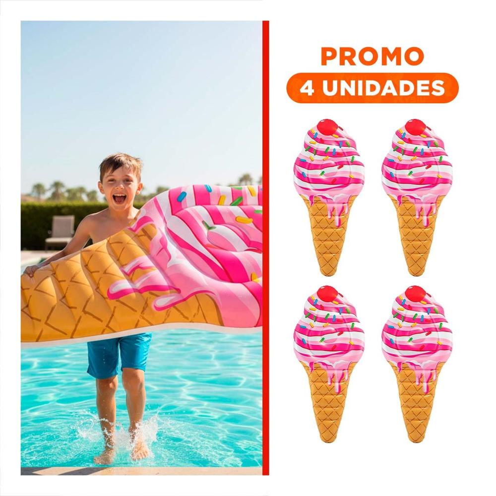 Pack4 Juguete en Forma de Helado 107 x 224 cm Inflable para Piscina Y+Regalo Sticker