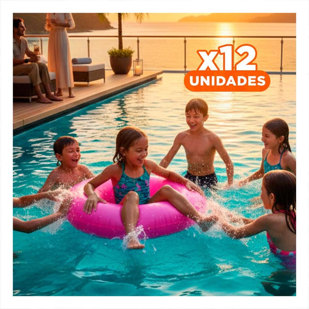 Pack12 Inflable Grande Neon 91 cm Colorido y Seguro Rosado Neon para Piscina Infantil