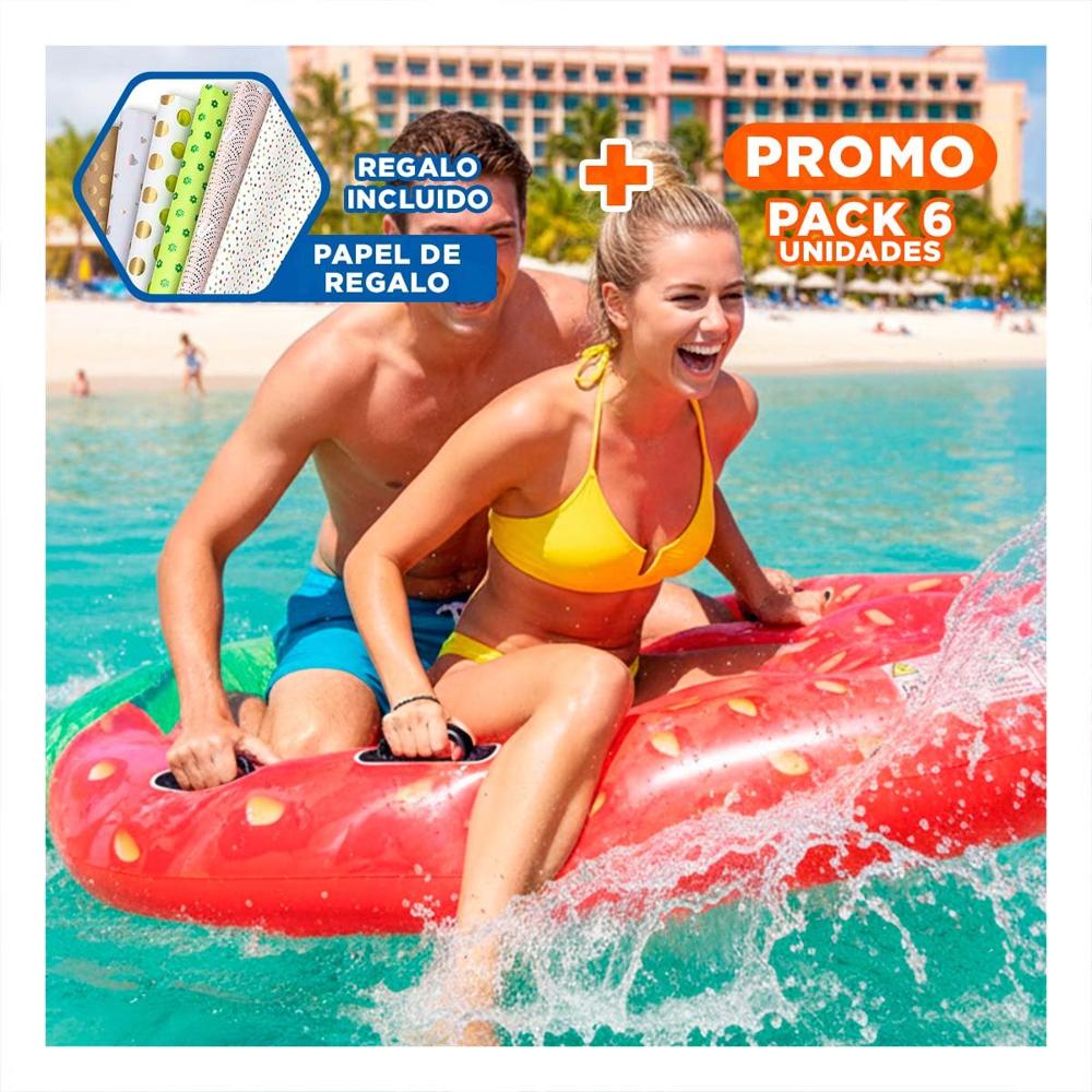 Pack6 Juguete Inflable Isla De Fresas 137 x 132 cm Colorido para Niños Y+Papel Regalo