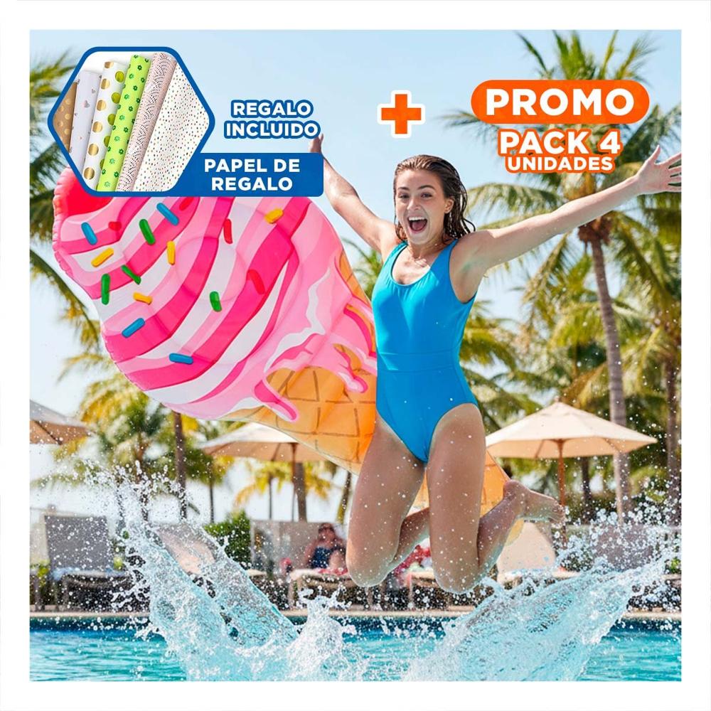 Pack4 Flotante Divertido en Forma de Helado 107 x 224 cm para Agua Y+Papel Regalo