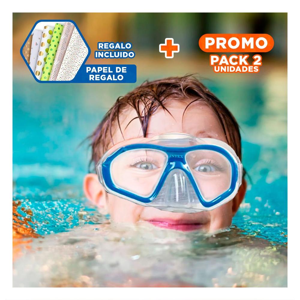 Pack2 Lentes de Buceo Deportivo Azul con Cierre Comodo y Uso Diario en Piscina Y+Papel Regalo