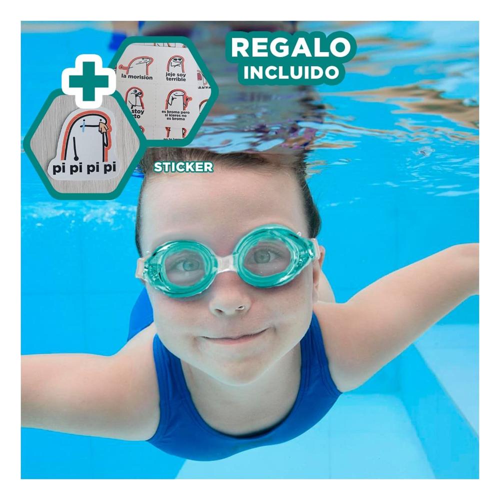 Gafas Natacion Verde con Correa Ajustable y Lente Transparente Y+Regalo Sticker