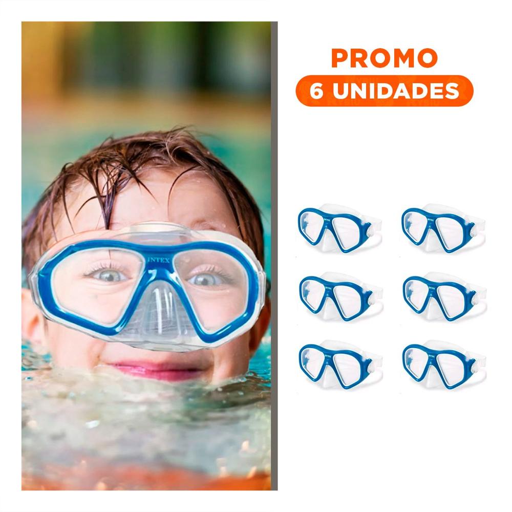 Pack6 Gafas de Buceo Deportivo Azul con Correa Ajustable y Vision Nitida