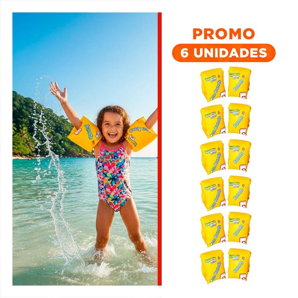 Pack6 Inflable Infantil de Brazo 30 x 15 cm Comodo y Ligero para Niños