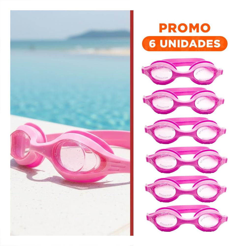Pack6 Producto de Natacion Unisex para Piscina con Proteccion Ocular Confiable Rosado