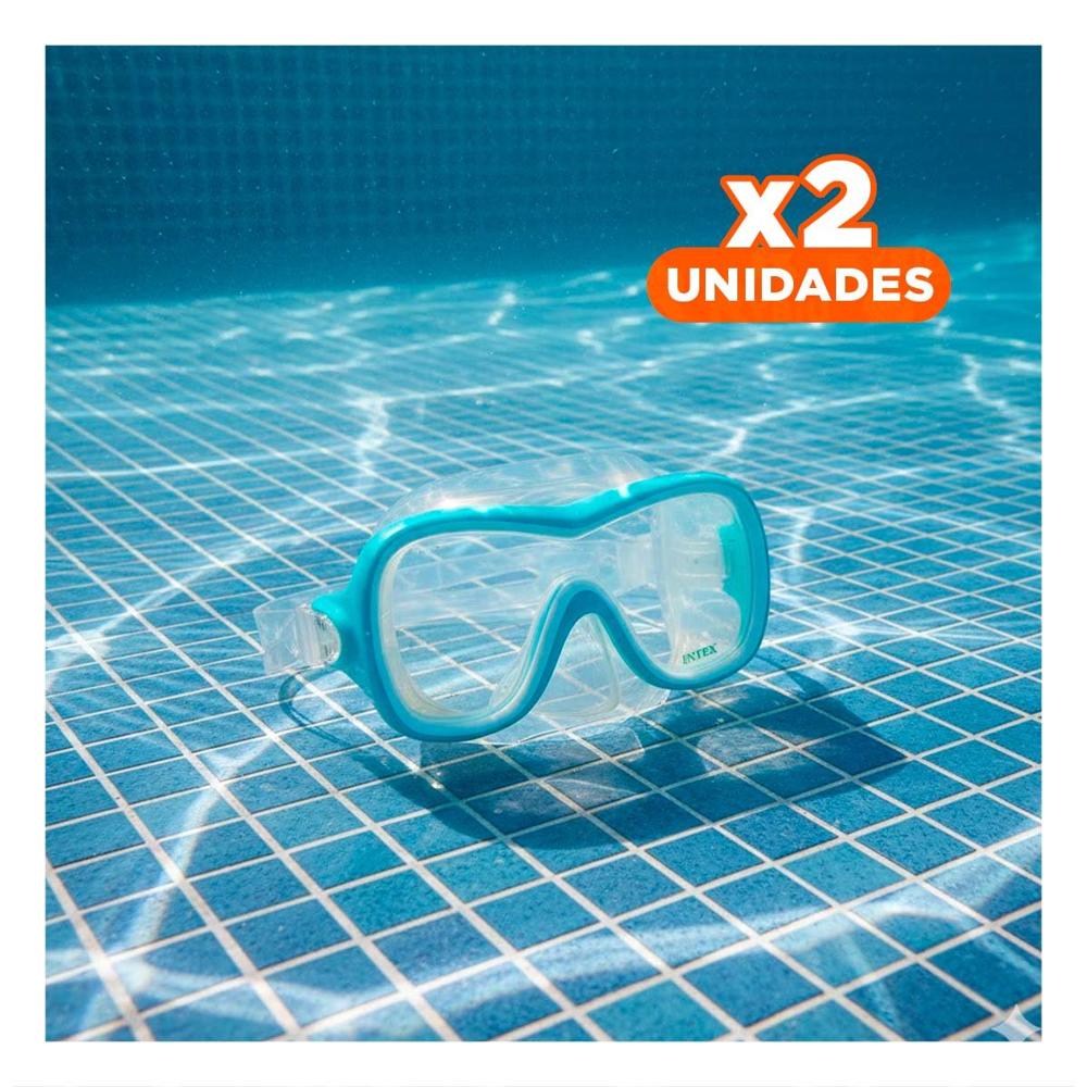 Pack2 Gafas de Buceo Resistente Celeste con Correa Firme y Cierre Comodo Y+Regalo Sticker