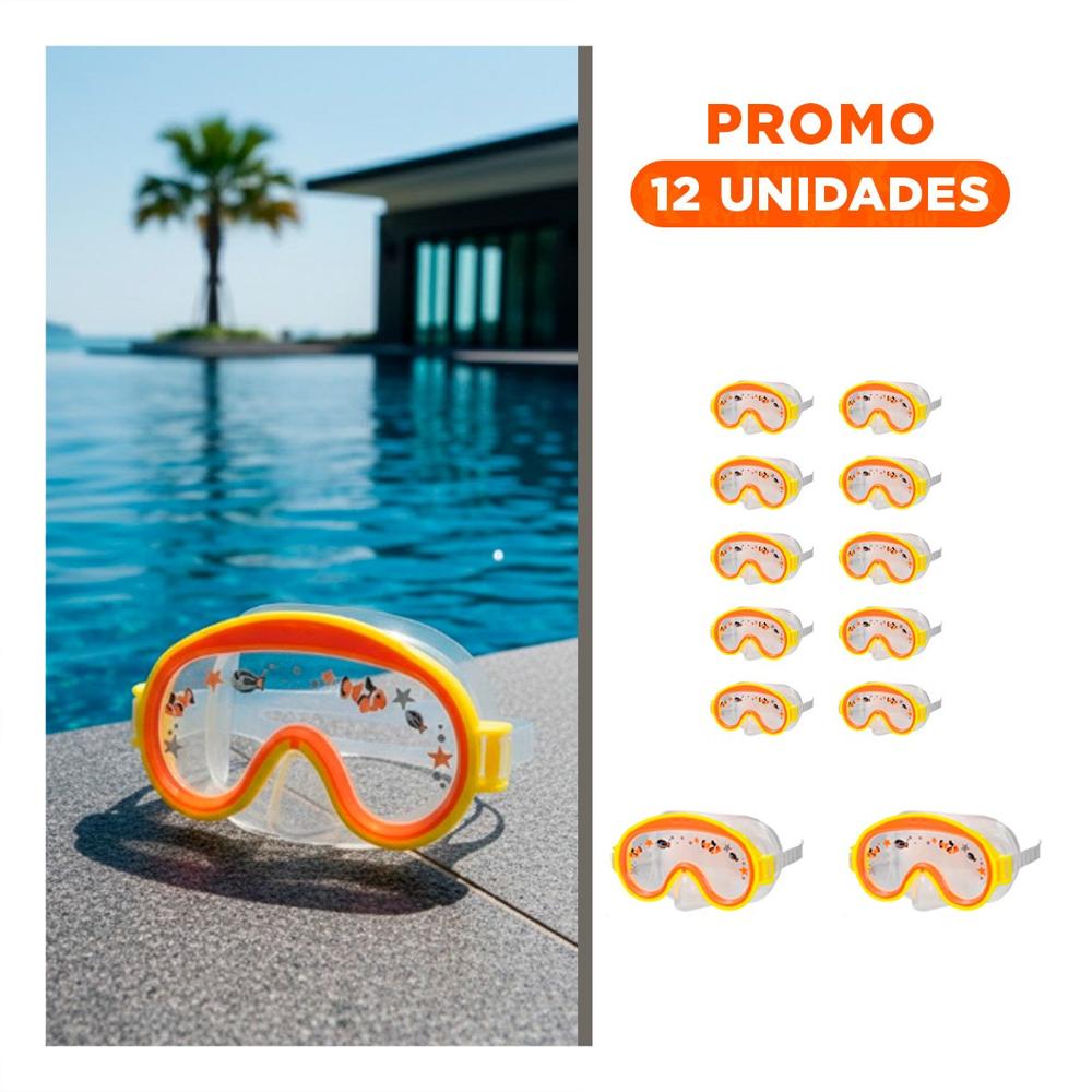 Pack12 Visores de Buceo Adulto Aviador Anaranjado con Ajuste Comodo Y+Regalo Sticker