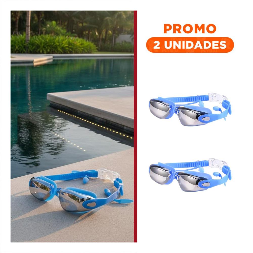 Pack2 Gafa para Natacion Azul con Estuche 23,7 x 3,8 x 14,4 cm y Claro