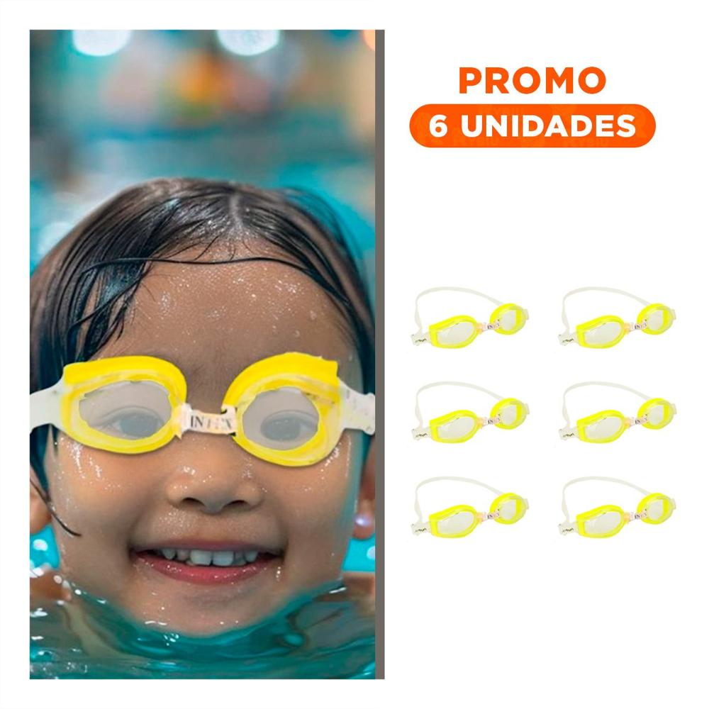 Pack6 Oculares de Natacion Amarillo con Cierre Comodo y Uso Prolongado en Piscina