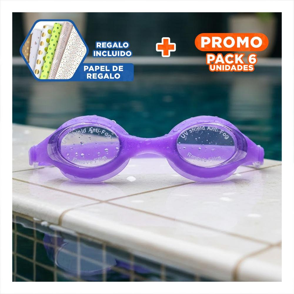 Pack6 Elemento De Natacion Unisex Color Morado Comodo para Actividad Acuatica Y+Papel Regalo