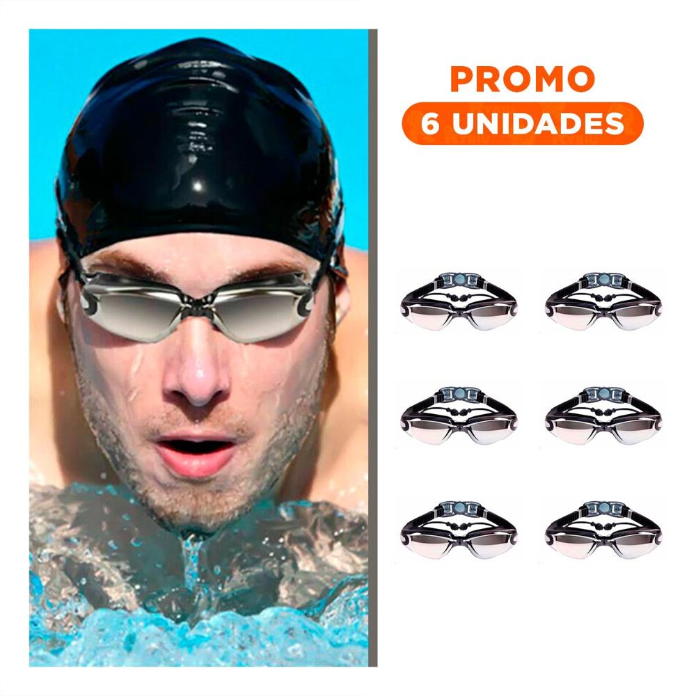 Pack6 Antifaz para Natacion Negro con Estuche 23,7 x 3,8 x 14,4 cm y Marco Comodo