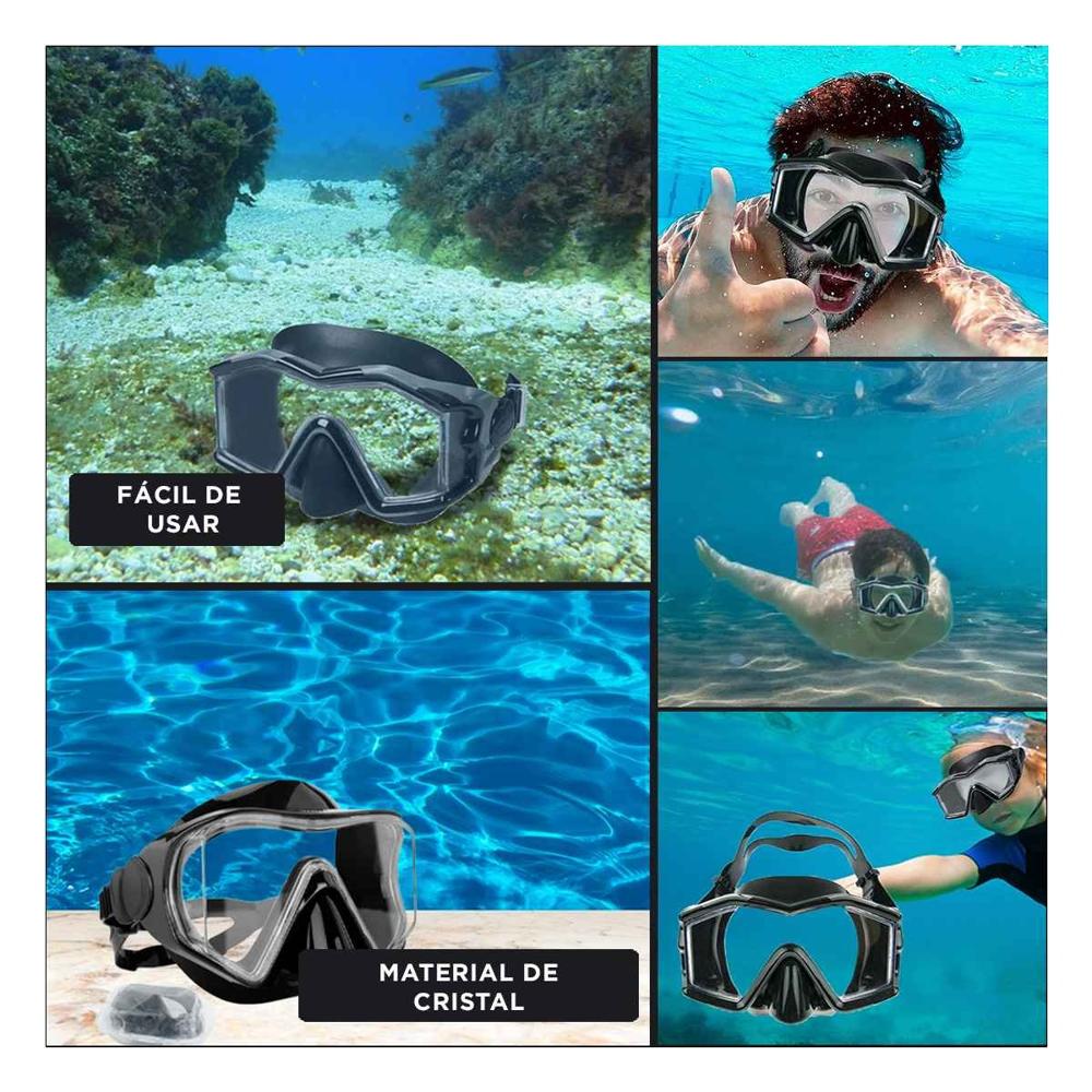 Lente Natacion Negro con Marco Ajustable y 180 Grados Y+Post It