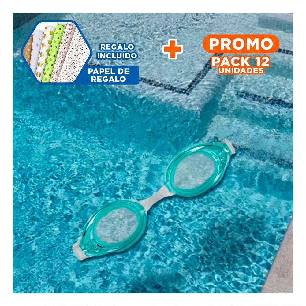 Pack12 Anteojos Natacion Verde con Ajuste Comodo y Vision Nitida Y+Papel Regalo
