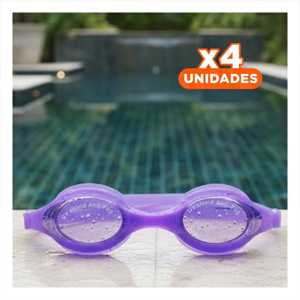 Pack4 Deporte Acuatico Natacion Unisex Color Morado Comodo para Piscina