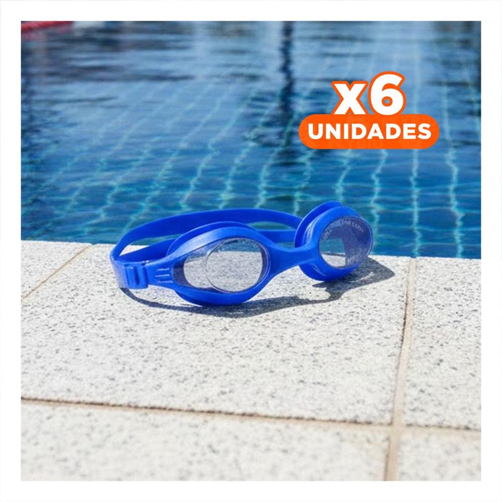 Pack6 Goggles de Natacion Unisex Color Azul para Uso Diario en Piscina Y+Regalo Sticker
