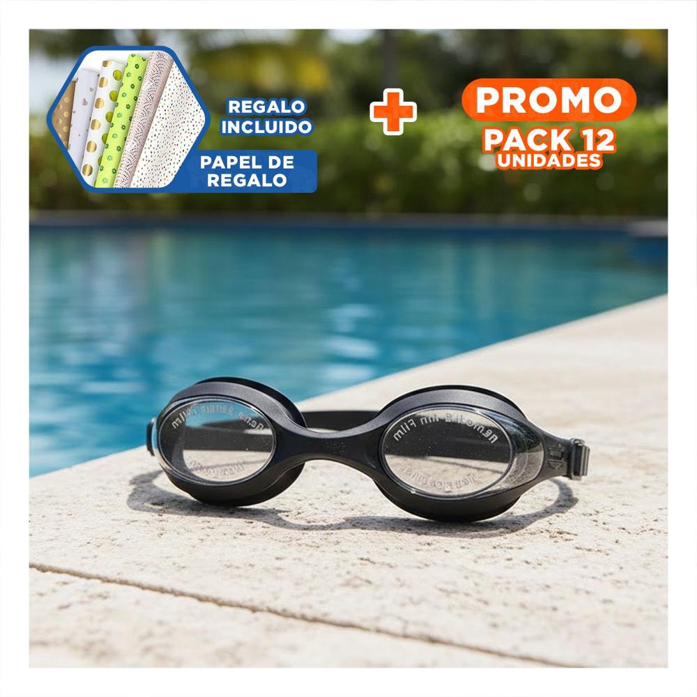 Pack12 Equipo Visual Negro de Natacion para Piscina con Uso Prolongado y Confort Y+Papel Regalo