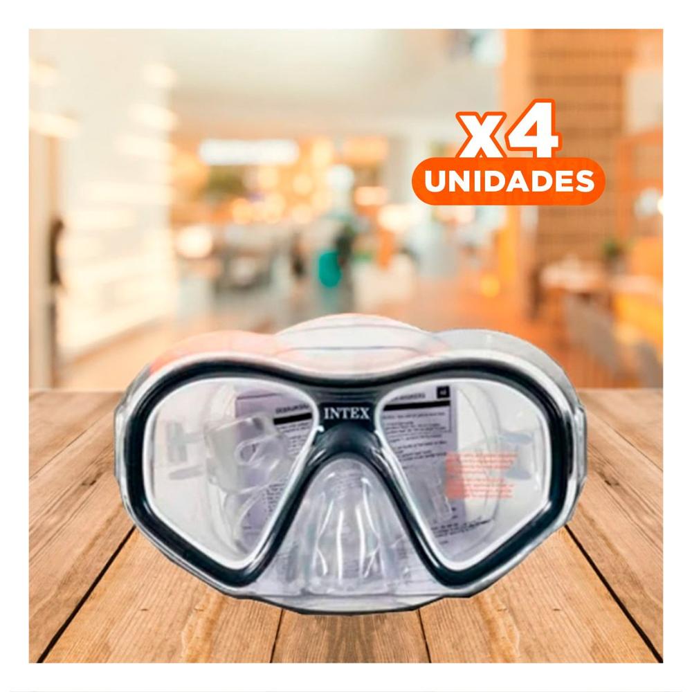 Pack4 Gafas de Buceo Adulto Negro con Ajuste Ergonomico y Cierre Firme