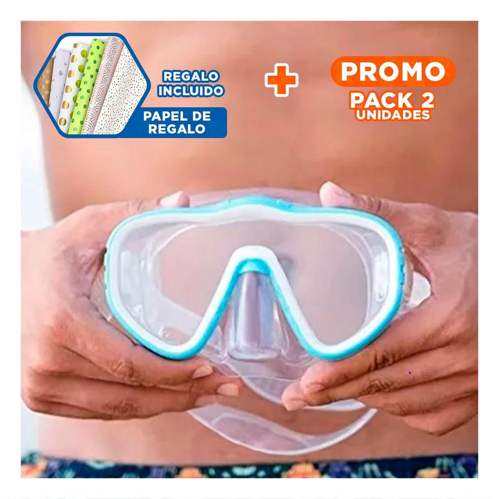 Pack2 Gafas para Buceo Celeste con Ajuste Suave y Vision Clara en Piscina Y+Papel Regalo