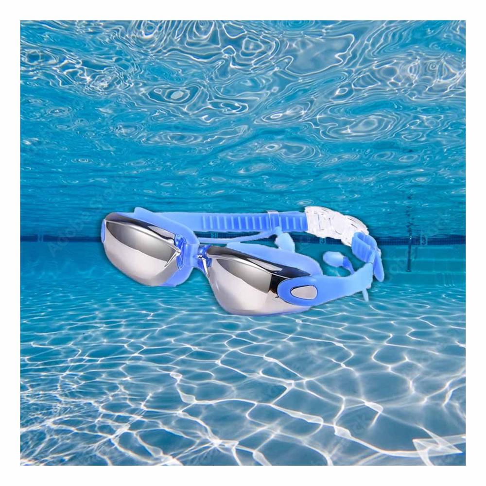 Lente para Natacion Azul con Estuche 23,7 x 3,8 x 14,4 cm y Correa Flexible Y+Ligas Regalo