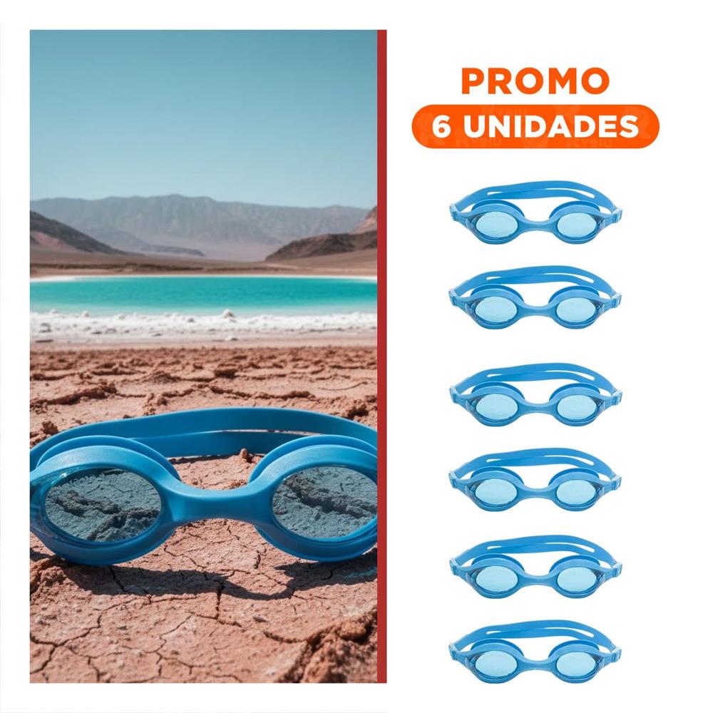 Pack6 Goggles De Natacion Unisex Color Celeste para Entrenamiento